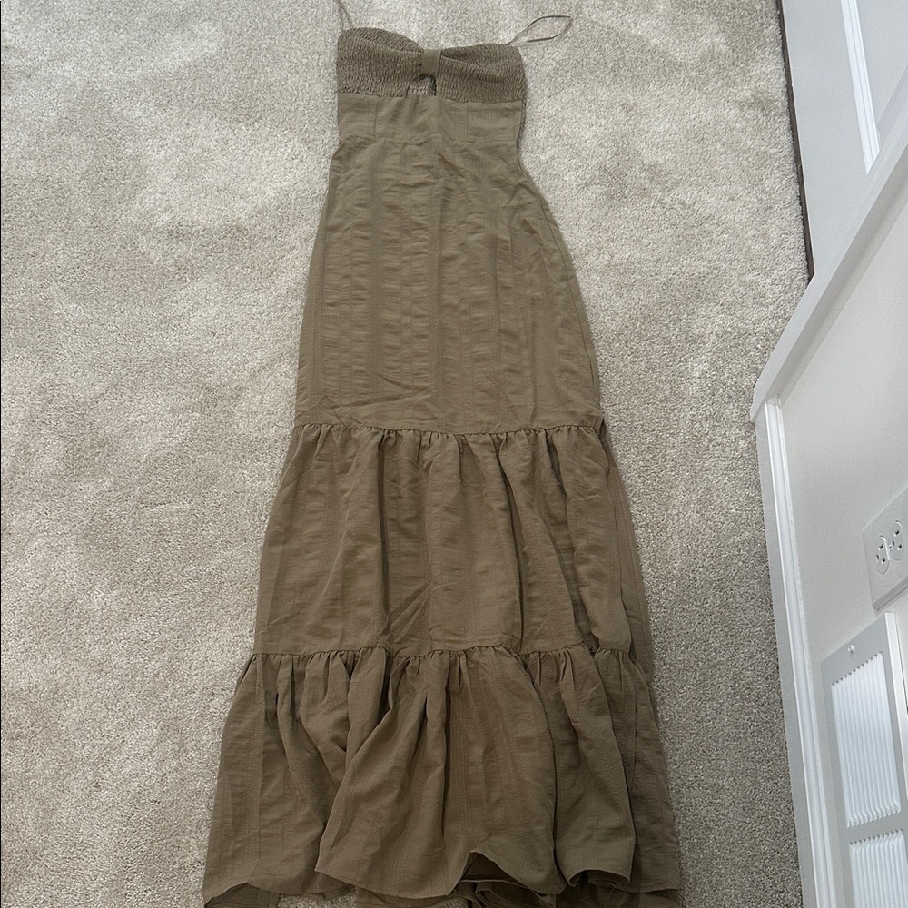 Strapless Olive Maxi Dress